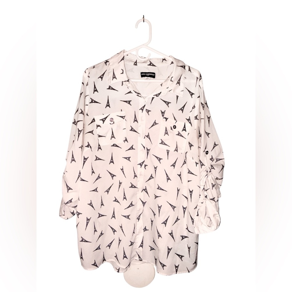 White Blouse With Eiffel Tower Print - image 1